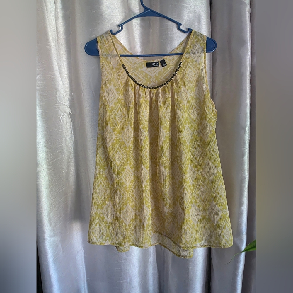 A.N.A. Yellow Geometric Tank Top